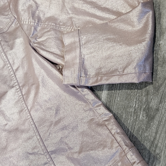 Chico's Women's Size 1 Metallic Pink Button-Up Utility Jacket - Picture 5 of 12